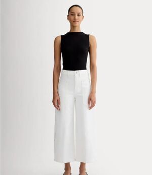 Everlane The Gardener Organic Cotton Wide-leg Crop White Pants Size 27